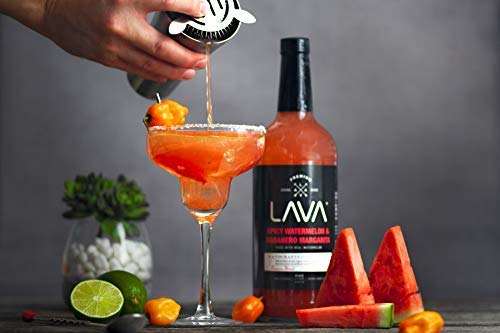 (3 Pack) LAVA Premium Spicy Watermelon Habanero Margarita Mix, Cold-Pressed Organic Watermelon, Agave, Habanero, No Artificial Sweeteners, Lots of Flavor, Ready to Use, 1-Liter (33.8oz) Glass