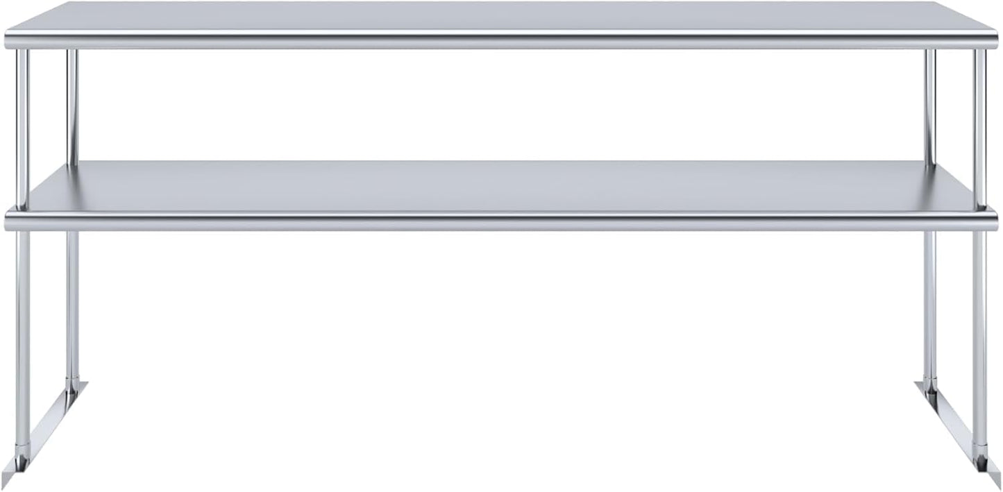 NSF Certified 18 Gauge Heavy Duty Stainless Steel Double overshelf with Brackets for Kitchens, Utility Rooms, Storage, Offices & Home