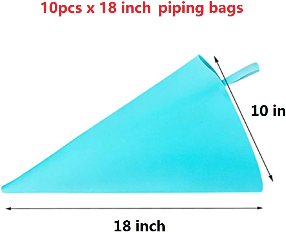 30 Pcs Pastry Piping Bags Set, with 10 PCS (18 Inch) Reusable Silicone Icing Bags,10 Couplers and 10 Frosting Bag Ties for Cake Cupcake Decorating