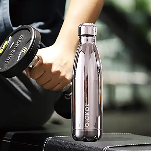 BJPKPK Stainless Steel Water Bottles 17oz Insulated Water Bottle Keep Cold And Hot, Shining Rose Gold