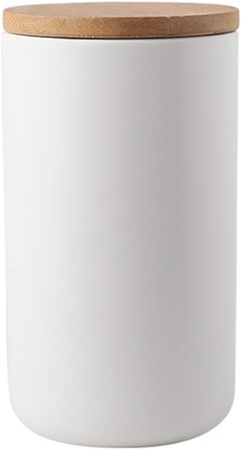 MilkyWay Ceramic Food Storage Jar Canister Modern Design Food Canisters with Airtight Seal Bamboo Lid,Loose Tea Coffee Spice Nuts Snacks Seasonings Storage Jar Canister Caddy (White 31.67oz/900ml)