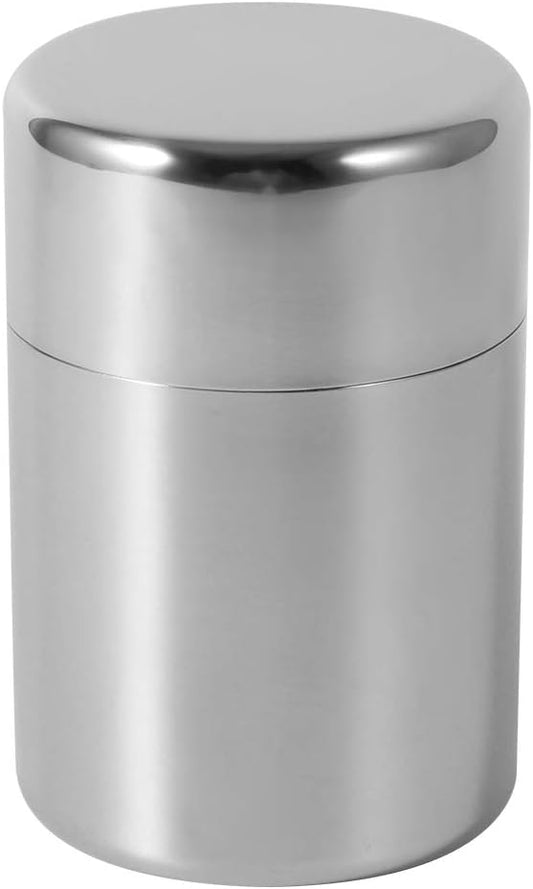 AUNMAS Tea Tin Canister, Stainless Steel Tea Coffee Sugar Storage Container with Airtight Double Lids for Loose Tea and Tea Bags, Kitchen Cup for Coffee Sugar Seasoning Storage (450ml)