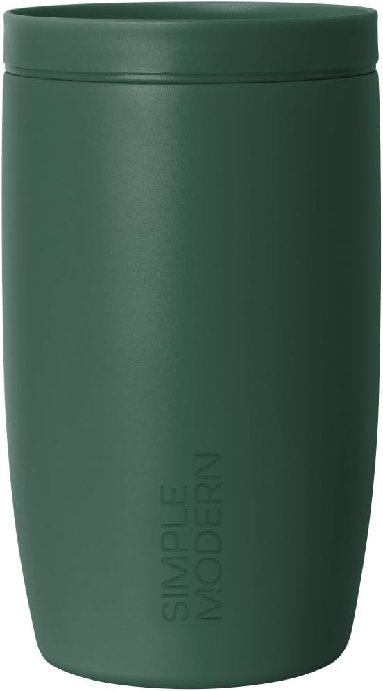 Simple Modern Travel Coffee Mug Tumbler with 360° Lid | Ceramic-Lined Insulated Stainless Steel Cold Brew Iced Coffee Cup Thermos | Gifts for Women Men Her Him | Voyager Signature | 12oz | Forest