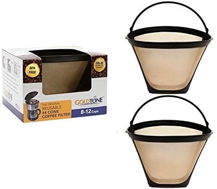 GoldTone Brand Reusable No.4 Cone Style Replacement Cuisinart Coffee Filter replaces your Permanent Coffee Filter for Cuisinart Machines and Brewers (2 Pack)