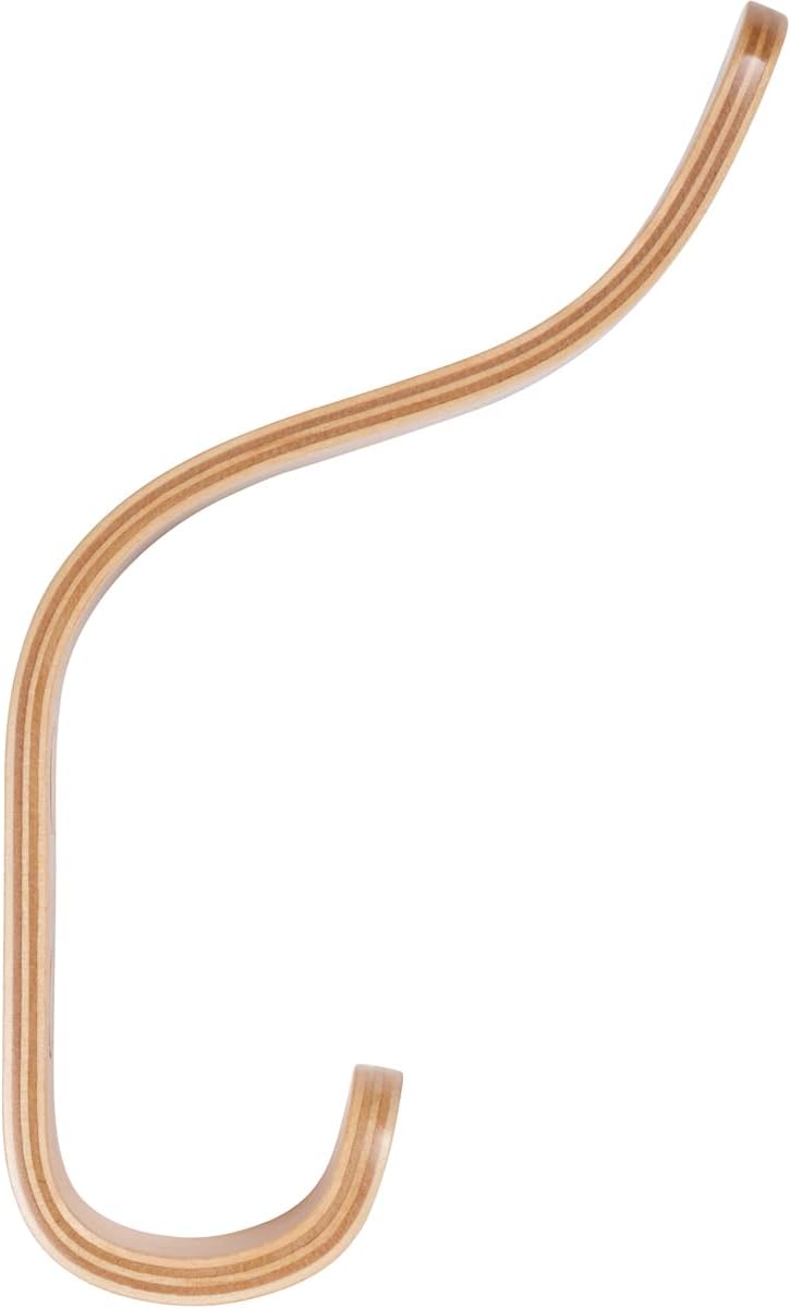 Plywood Wall Hooks Set of 4 Wood Coat Rack Hanging Clothes Hats Robes Towels (Maple)