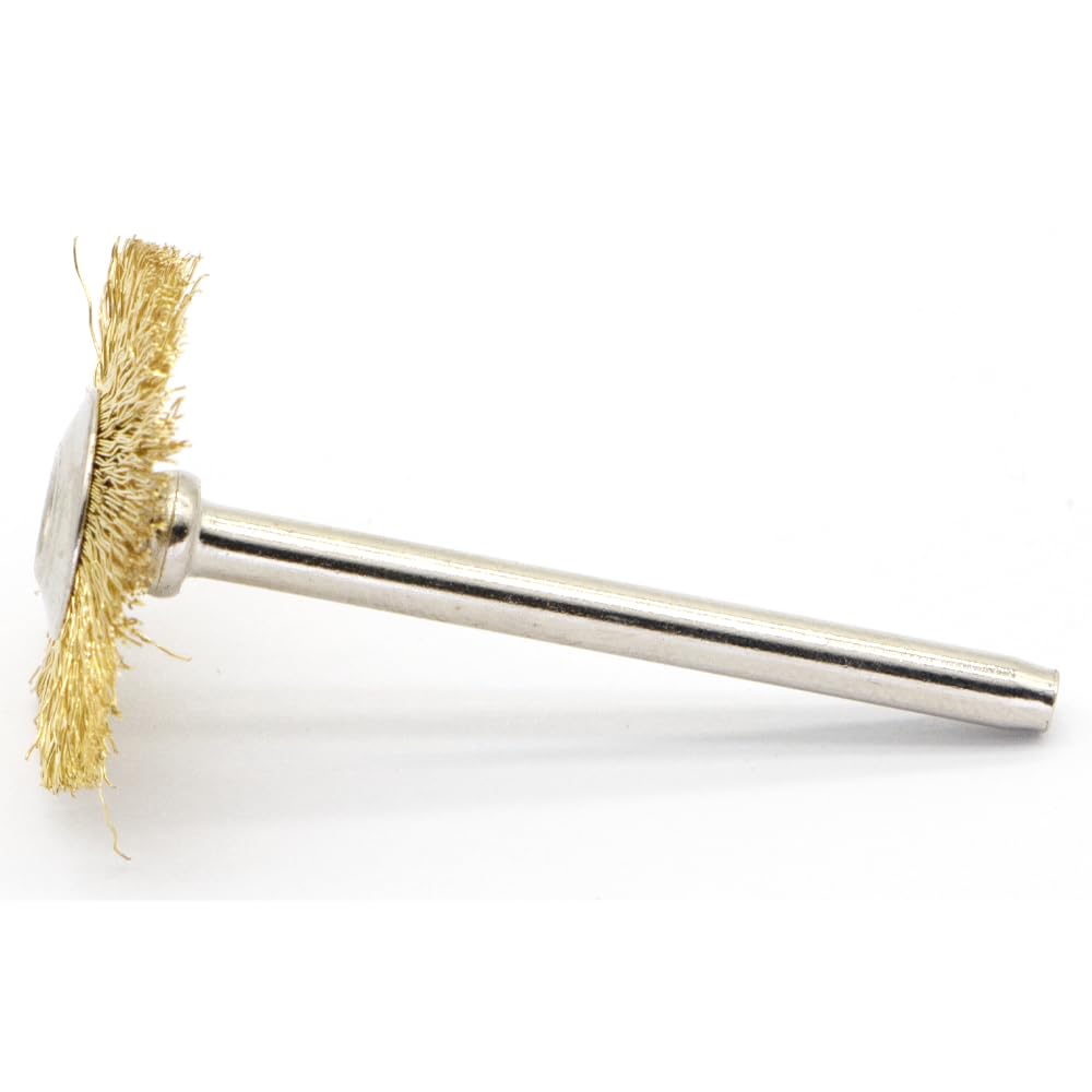 20PCS T-shaped Brass Wire Brushes - Metal Rust Removal, Cleaning, and Polishing - 22mm Diameter, 1/8″ (3mm) Shaft - Removes Burrs and Oxide Layer - Handles Rough Surfaces - Rotary Tool Accessories