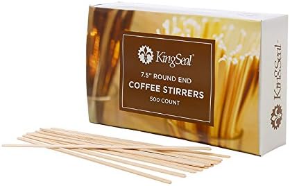 1000 Count | KingSeal Natural Birch Wood Coffee Beverage Stirrers, Stir Sticks, Waxing Sticks, 7.5 Inches, Round End, Eco-Friendly - 2 Packs x 500 Stirrers
