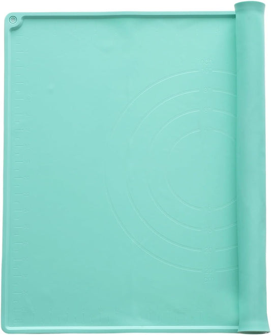 uxcell Silicone Pastry Mat, 19.7" x 15.8" Silicone Baking Mat with Measurements, Non-Stick Dough Rolling Mat for Making Pastry Cookies Bread Pizza Green