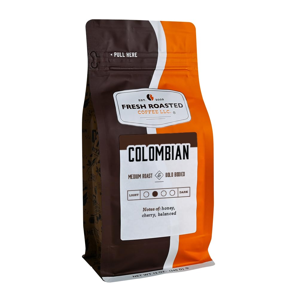 Fresh Roasted Coffee,100% Colombian, 12 oz, Medium Roast, Kosher, Ground