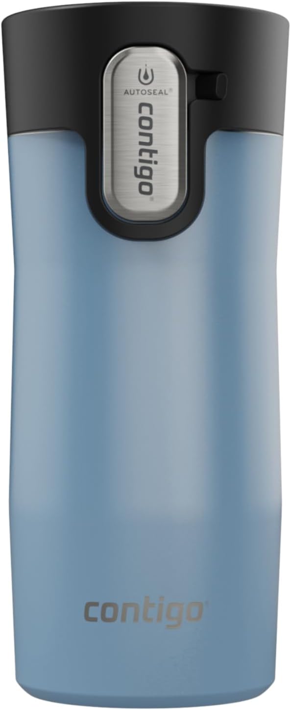 Contigo AUTOSEAL West Loop Vacuum-Insulated Stainless Steel Travel Mug with Easy-Clean Lid, 12oz, Glacier Frosted Pearl