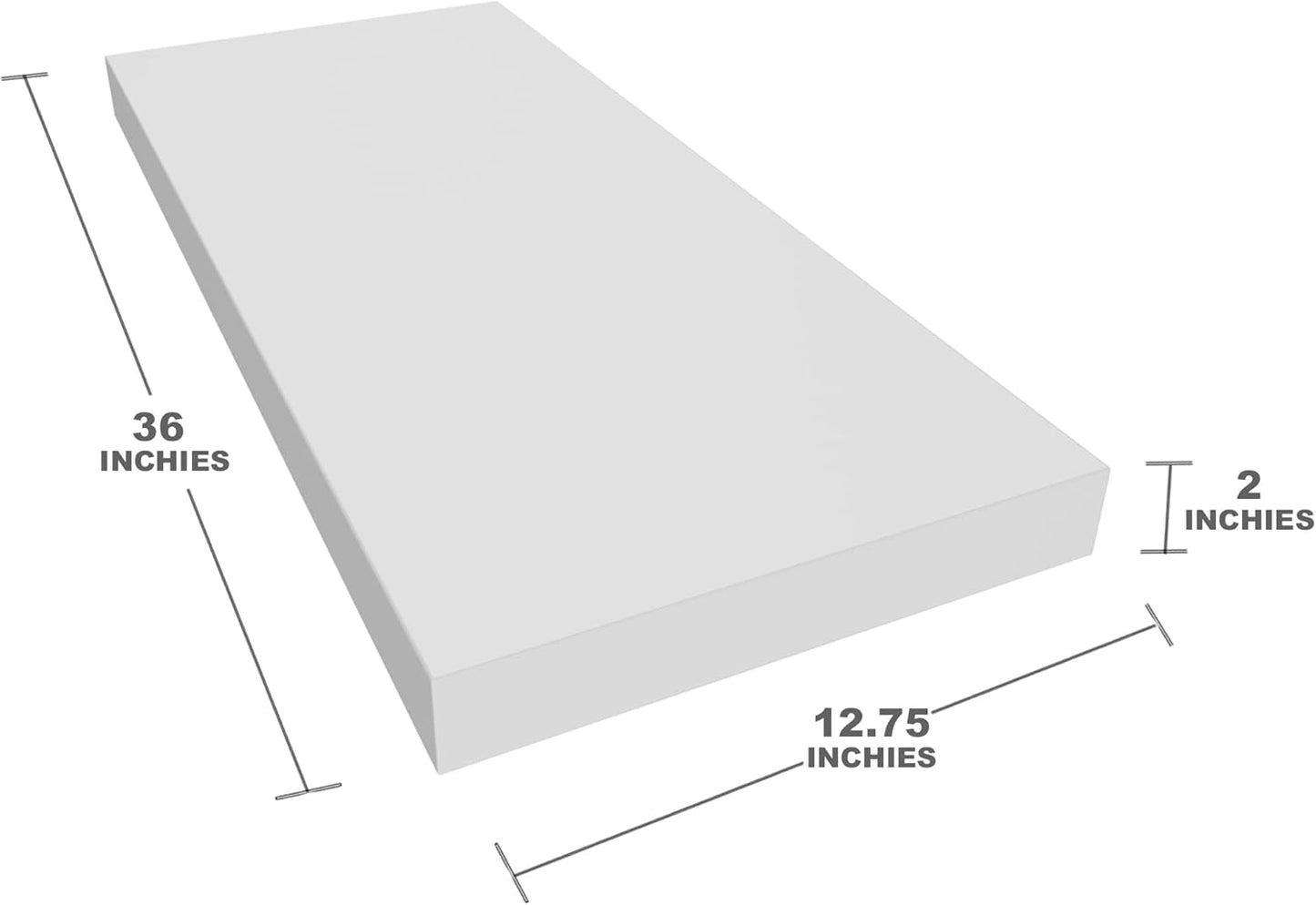 Floating Shelf, Set of 1 Wall Shelf, 36 in W x 12.75 in D x 2 in H Wooden Floating Wall Shelf with Invisible Brackets for Living Room/Bedroom/Bathroom/Kitchen Storage and Decor, White