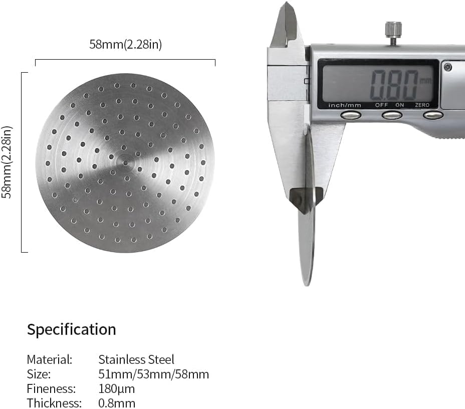 watchget 58 Espresso Puck Screen - 0.8mm Thickness Espresso Screen Double-layer Lower Shower Screen with Magnetic Nail Metal Reusable Filter for 58mm Protafilter Basket Stainless Steel Coffee Filter