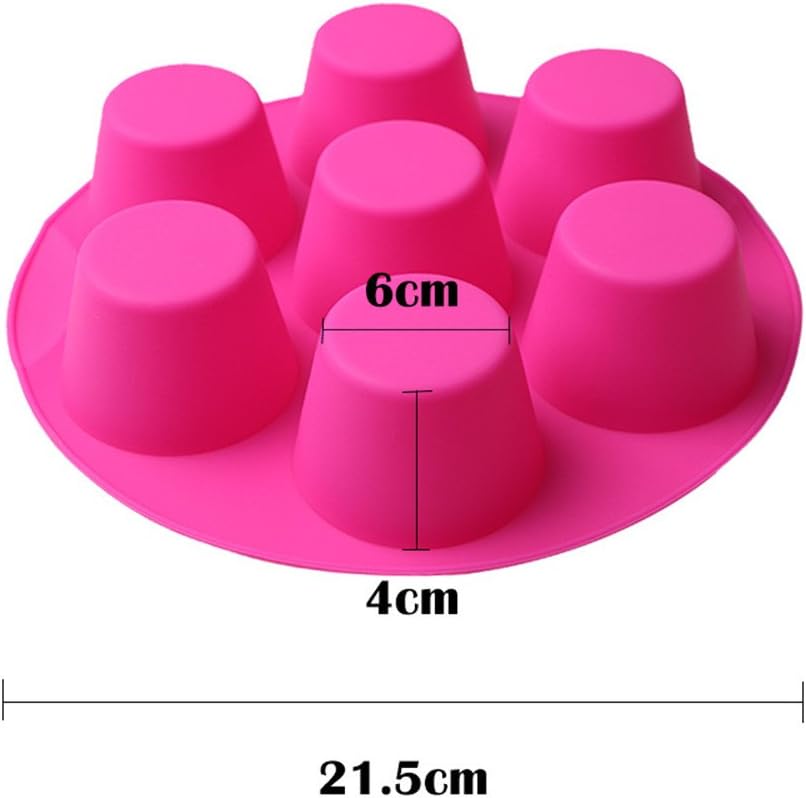 Silicone Muffin Pans for Air Fryer 7 Cavity Muffin Tray Cupcake Pan Nonstick Brownie Cake Mold Round Pudding Recipe Tray Bakeware