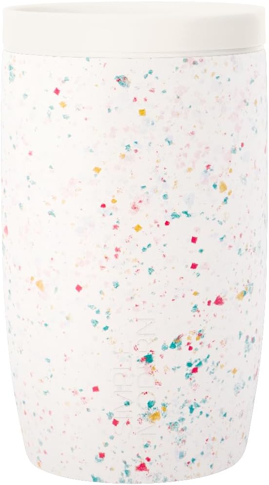 Simple Modern Travel Coffee Mug Tumbler with 360° Lid | Ceramic-Lined Insulated Stainless Steel Cold Brew Iced Coffee Cup | Gifts for Women Men Her Him | Voyager Signature | 12oz | Cream Terrazzo