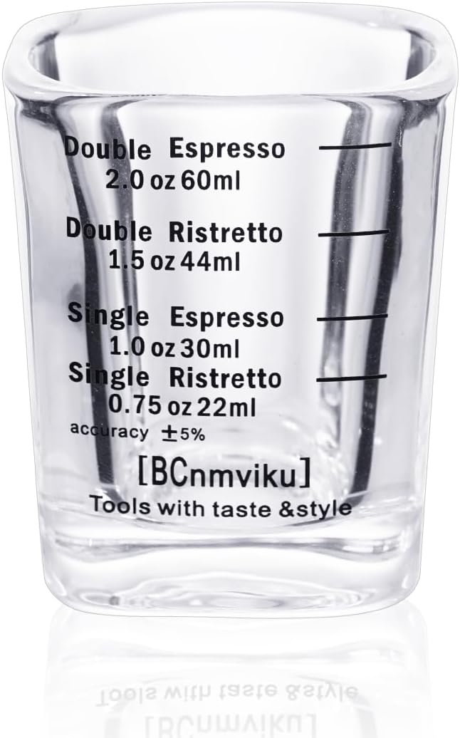 Espresso Shot Glass Liquid Heavy Sturdy Glass Shot Glasses Measuring cup Wine Glass 1 Pack 2oz/60ml By BCnmviku(Sturdy 1Pack)