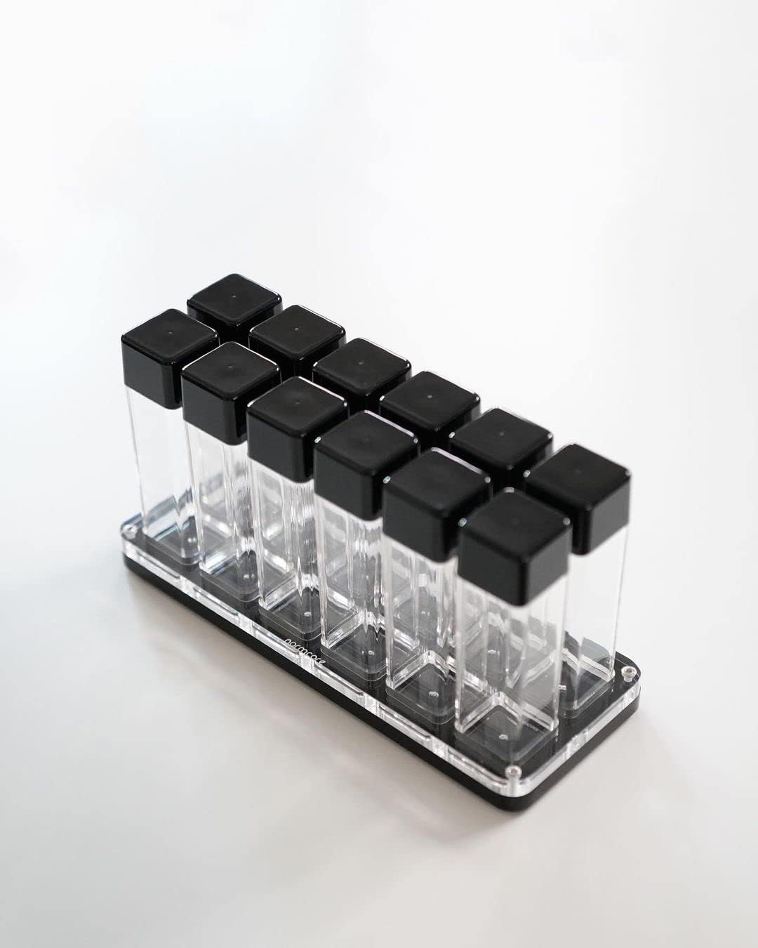 Normcore 12 Tubes Coffee Bean Cellars with Stand & Hopper - Single Dose Coffee Bean Vaults - Espresso Bean Storage Set - One-Way Exhaust Valve - Capacity 25-28g