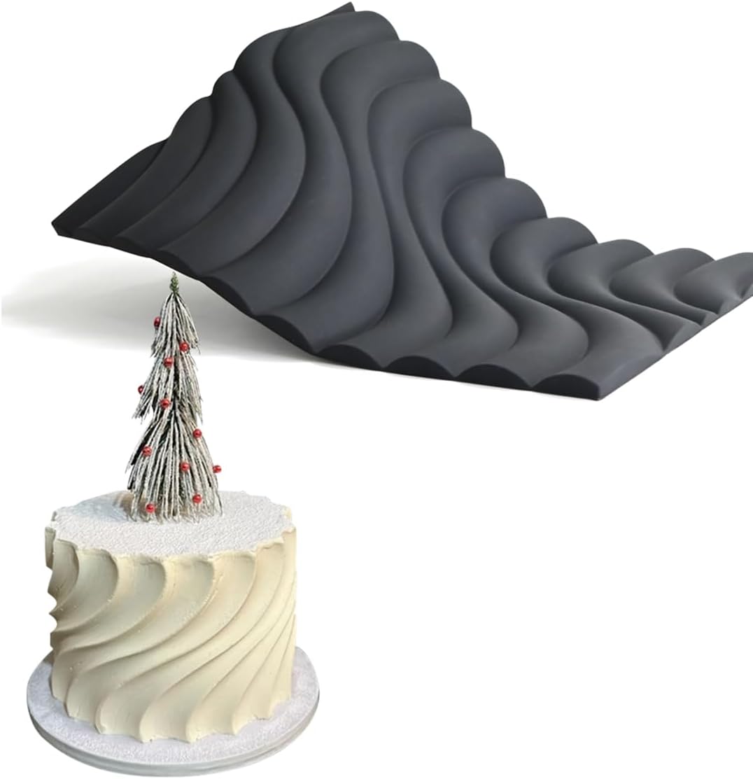 mostsom Fondant Silicone Mold for Cake Decoration Cake Border Downsand Pattern Impression Mat Fondant Embossing Stencil for DIY Cookies, Cupcakes, Chocolate, Flexible (F_Downsand)