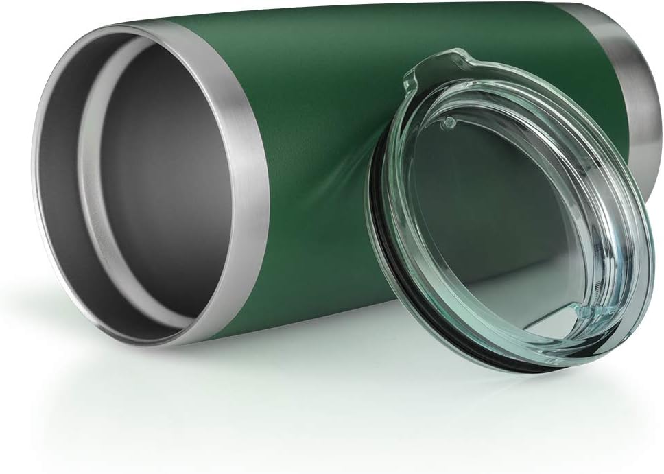 20oz Tumbler Bulk Stainless Steel Vacuum Insulated Tumblers with Lid Double Wall Travel Mug, Powder Coated Coffee Cup, Suitable for Ice Drinks and Hot Beverage (Dark green 1pack)