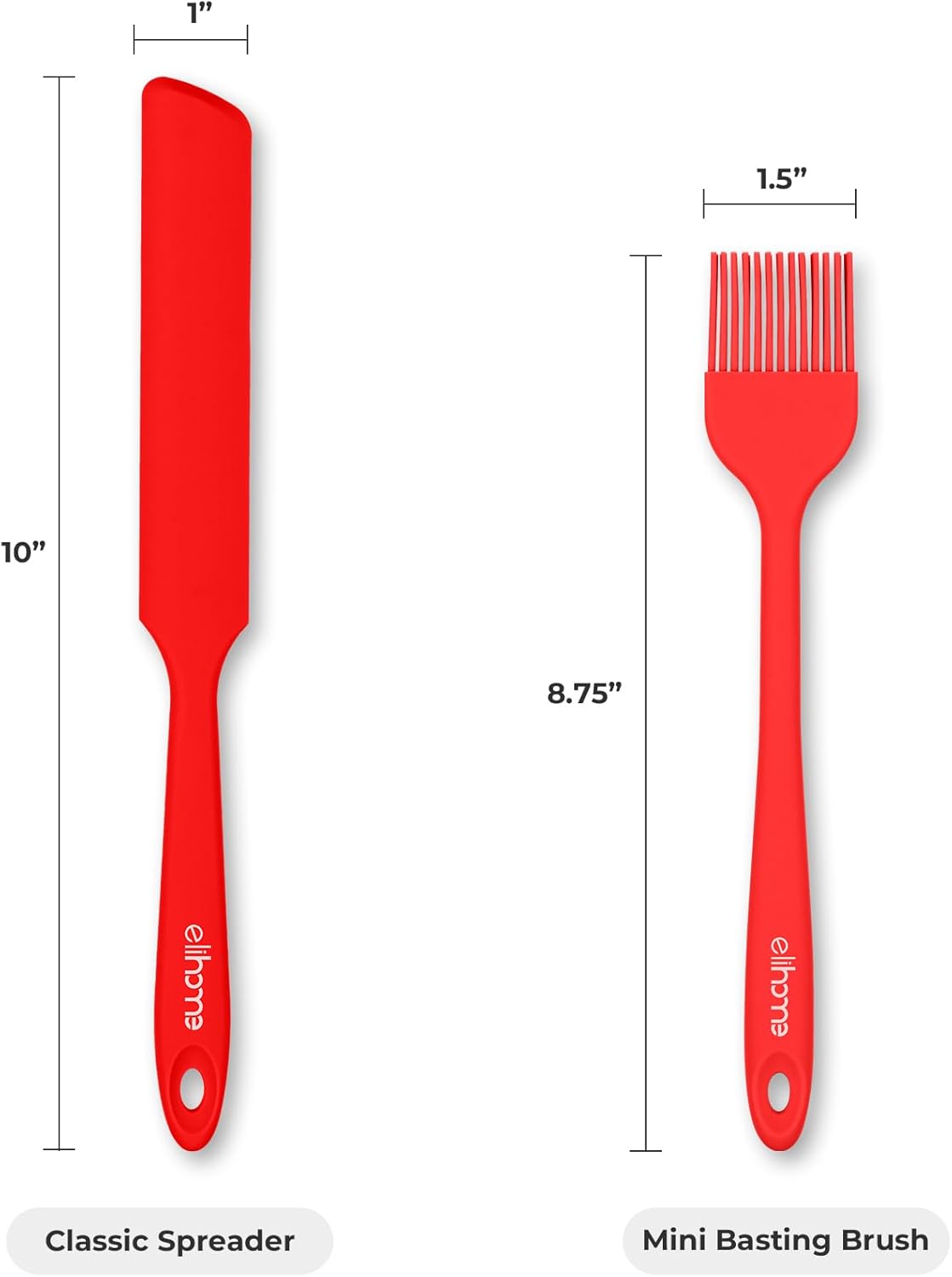 Elihome Mini Silicone Basting Pastry Brush, Cooking Brush for Oil Sauce Butter Marinades, Food Brushes for BBQ Grill Kitchen Baking, Baster Brushes Baste Pastries Cakes Meat Desserts, Food Grade, Red