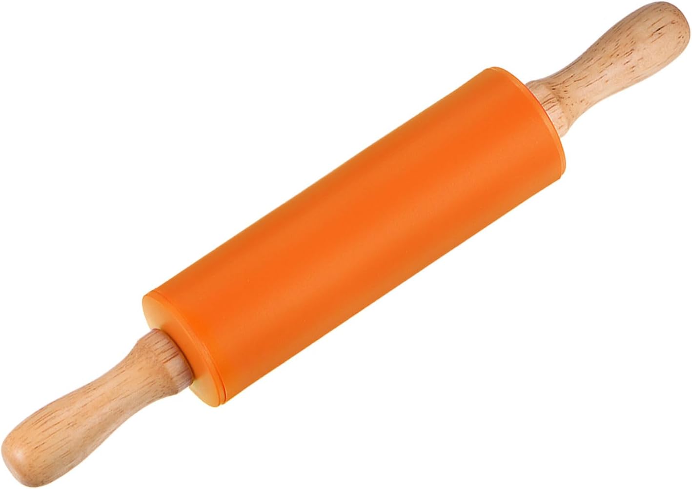 HARFINGTON Silicone Rolling Pins for Baking 12 Inch Wooden Handle Non Stick Rolling Pin Small Roller Playdough Rolling Pins for Dough Pizza Pastry Fondant Kitchen, Orange