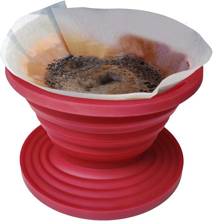 Collapsible Silicone Coffee Dripper, Reusable Coffee Filter Cone for Home, Office, Backpacking, Hiking, Camping and Outdoor Survival