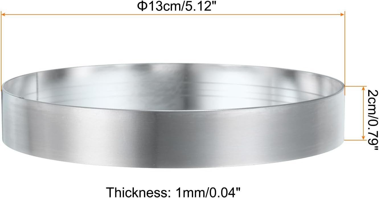 HARFINGTON Round Cake Ring 5.12 x 1 Inch Seamless Stainless Steel Pastry Mousse Dessert Ring Mirror Coating for Baking Cooking English Muffins Crumpet Making Tool