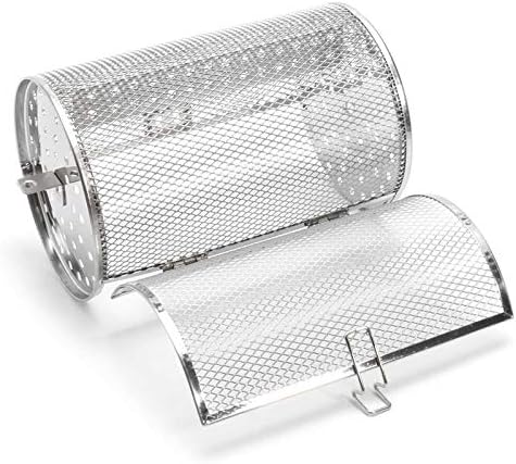 Falytemow Stainless Steel Rotisserie Grill Roaster Drum Oven Basket Oven Roast Baking Rotary for Peanut Dried Nut Coffee Beans BBQ (14 X 18cm)