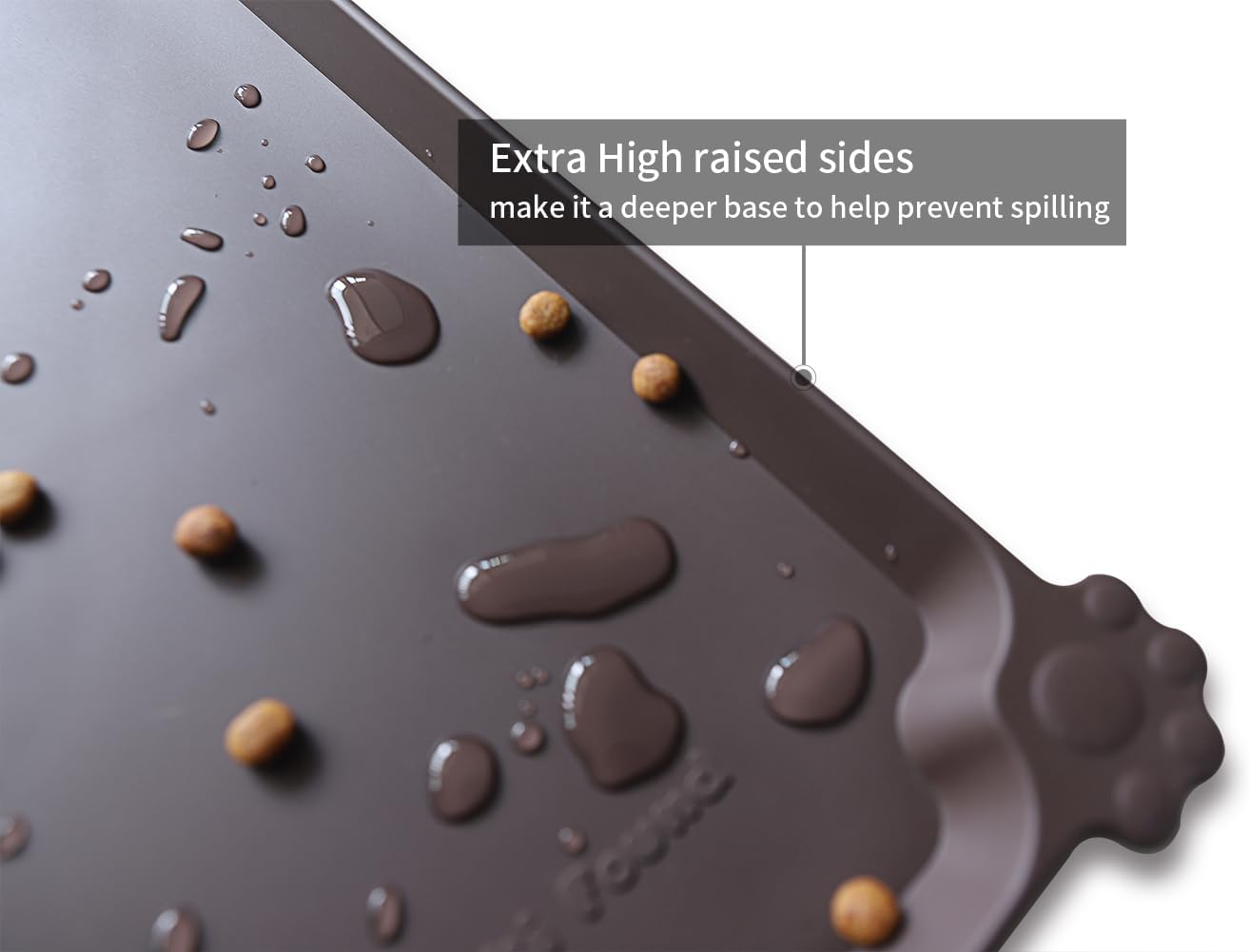 Hoki Found Silicone Pet Food Mats Tray - High-Lips Pet Dog Cat Bowl Mats - Pet Feeding Mat - Waterproof Dog Cat Food Mats -Pet Water Mats for Floors - Dark Oak