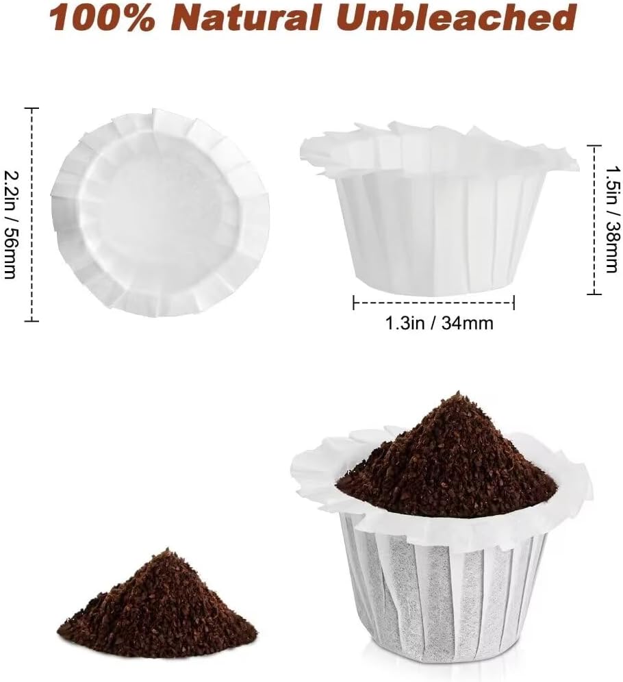 Disposable Paper Coffee Filters, Paper Filters for Keurig Single Brewer Reusable Cups, K-cup Coffee Pods, Fits All Brands Reusable K Cups (300)…
