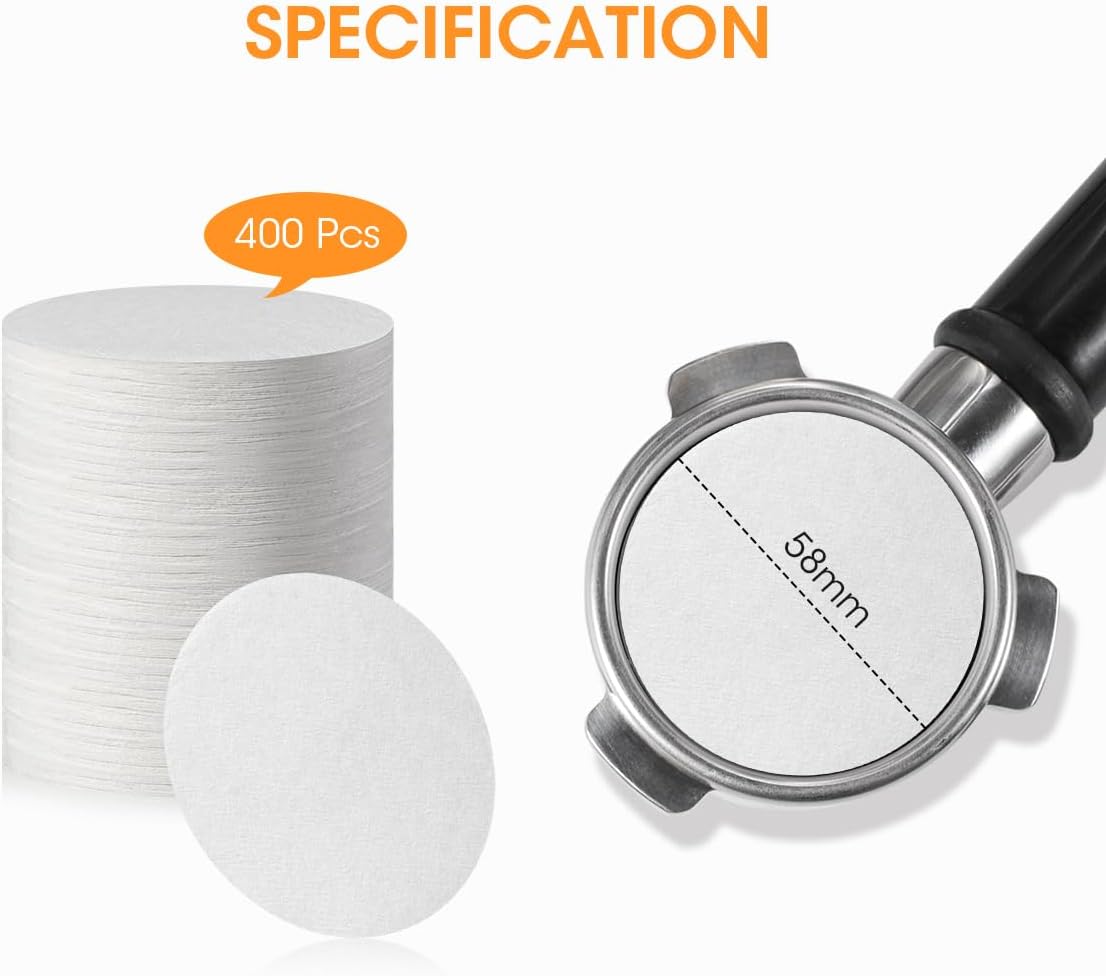 Aieve Espresso Paper Filter Compatible with Breville Barista Espresso Coffee Maker, 58 mm Espresso Filter Puck Screen Portafilter Paper (400 Pcs)
