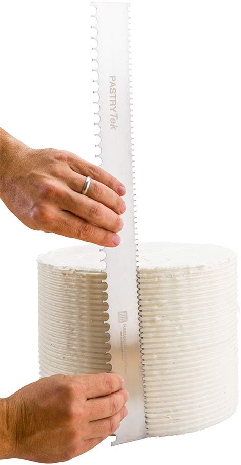 Restaurantware 19.8 Inch x 2 Inch Cake Comb 1 Semicircle Decorating Comb - Double-Sided Assorted Edges Stainless Steel Icing Smoother For Decorating Or Sculpting Desserts