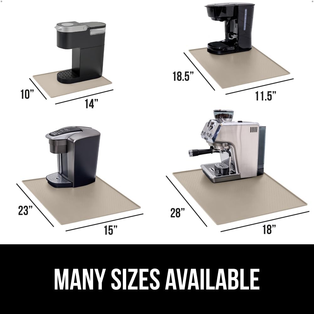GORILLA GRIP Silicone Coffee Mat, 18x28, Espresso Drink Bar Station Accessories, Waterproof Heat-Resistant Dish Drying Mats, Stay in Place on Kitchen Counter, Home Kitchen Decor Essentials, Almond