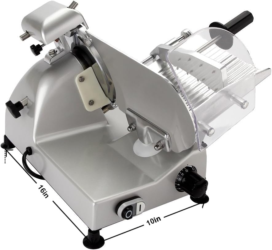 10" Premium Chromium-plated Steel Blade Electric Deli Meat Cheese Food Slicer Commercial and for Home use 240W BESWOOD250