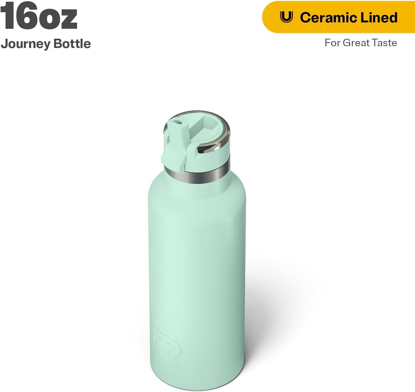 RTIC 16oz Journey Bottle Metal Stainless Steel Vacuum Insulated, BPA Free, Reusable, for Water, Hot and Cold Drinks, Travel, Sports, Camping, Fresh Mint