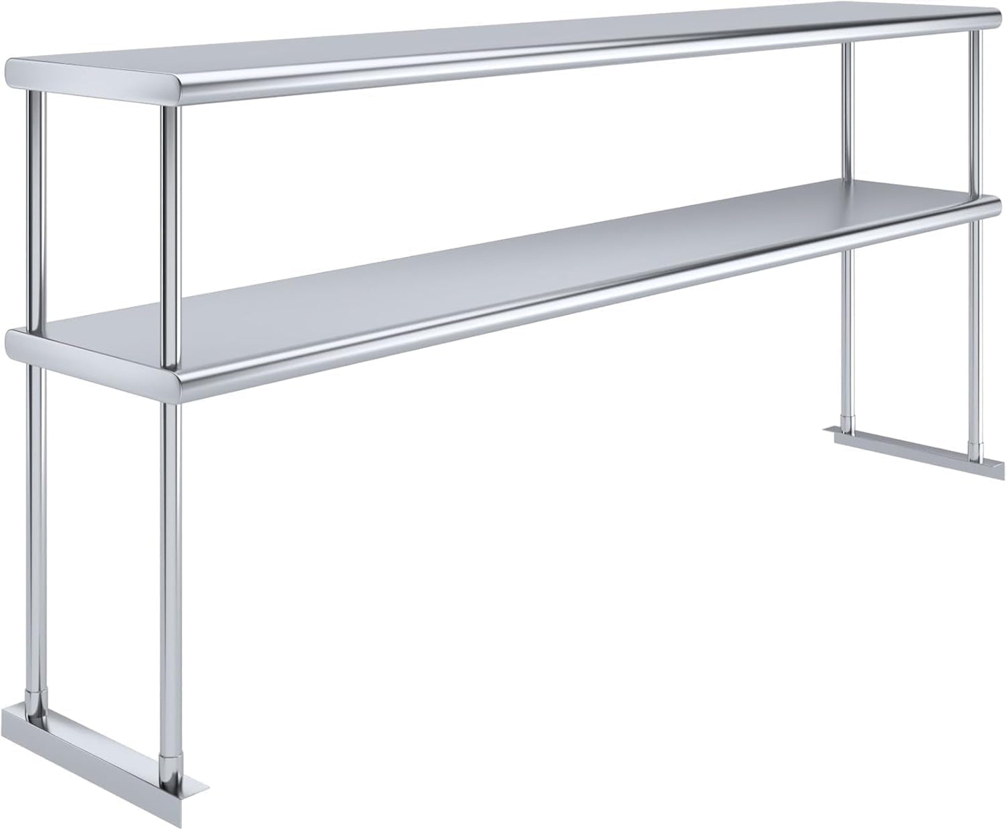 NSF Certified 18 Gauge Heavy Duty Stainless Steel Double overshelf with Brackets for Kitchens, Utility Rooms, Storage, Offices & Home