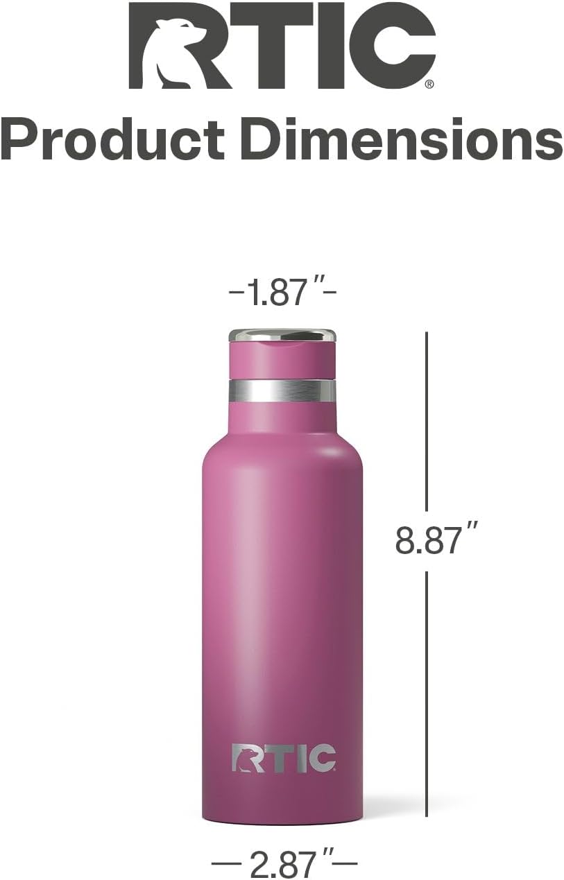 RTIC 16oz Journey Bottle Metal Stainless Steel Vacuum Insulated, BPA Free, Reusable, for Water, Hot and Cold Drinks, Travel, Sports, Camping, Orchid