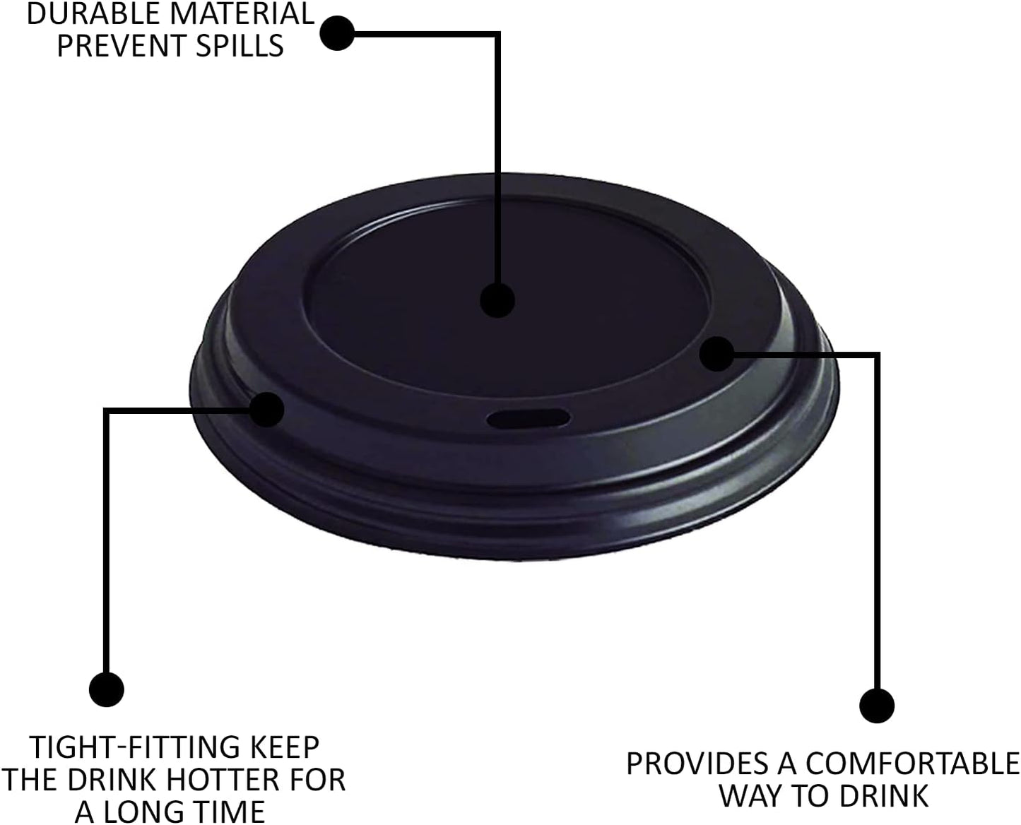 Smygoods Coffee Cup Lids, Dome Lid for 10/24 Ounce Cups, Paper cups, Black, 50 Count [No Cups Included]