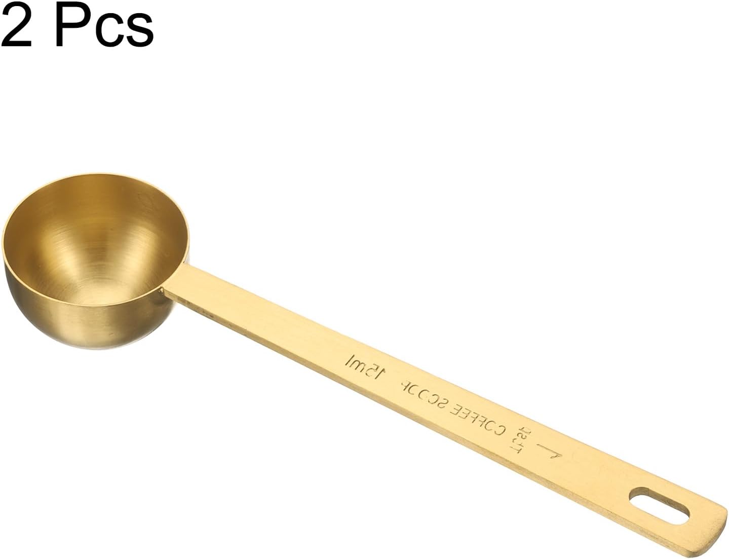 HARFINGTON 2pcs Coffee Scoop Spoon 1tbsp (3tsp, 15ml) 304 Stainless Steel Long Handle Teaspoon/Tablespoon Measuring Spoons Scoops for Tea Sugar Kitchen, Gold