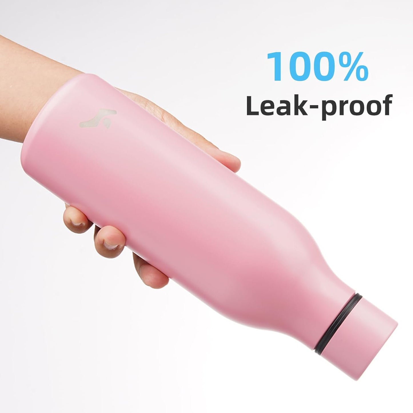 Insulated Water Bottle with Strap,18 oz Double Wall Stainless Steel Vacuum Bottles Metal Water Flask,Light Pink