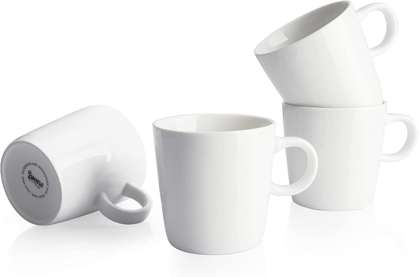 Sweese 5oz Porcelain Espresso Cups Set of 4, Mini Coffee Mugs Demitasse Cups - White