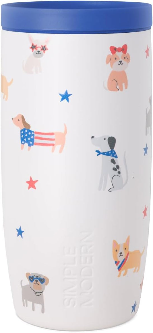 Simple Modern 4th of July Signature Voyager | 16oz Travel Coffee Mug Tumbler with 360° Lid | Gifts for Women Men | Ceramic-Lined Insulated Stainless Steel Cold Brew Iced Coffee Cup | Patriotic Pets