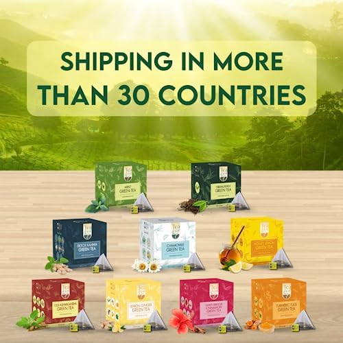 Tealeaf & Co. Turmeric Tulsi Holy Basil Green Tea - Turmeric, Tulsi & Peppermint Tea Blended with Fresh Herbs & Spices - Low Caffeine & Vegan - 100 Teabags (7.055oz/200gm)