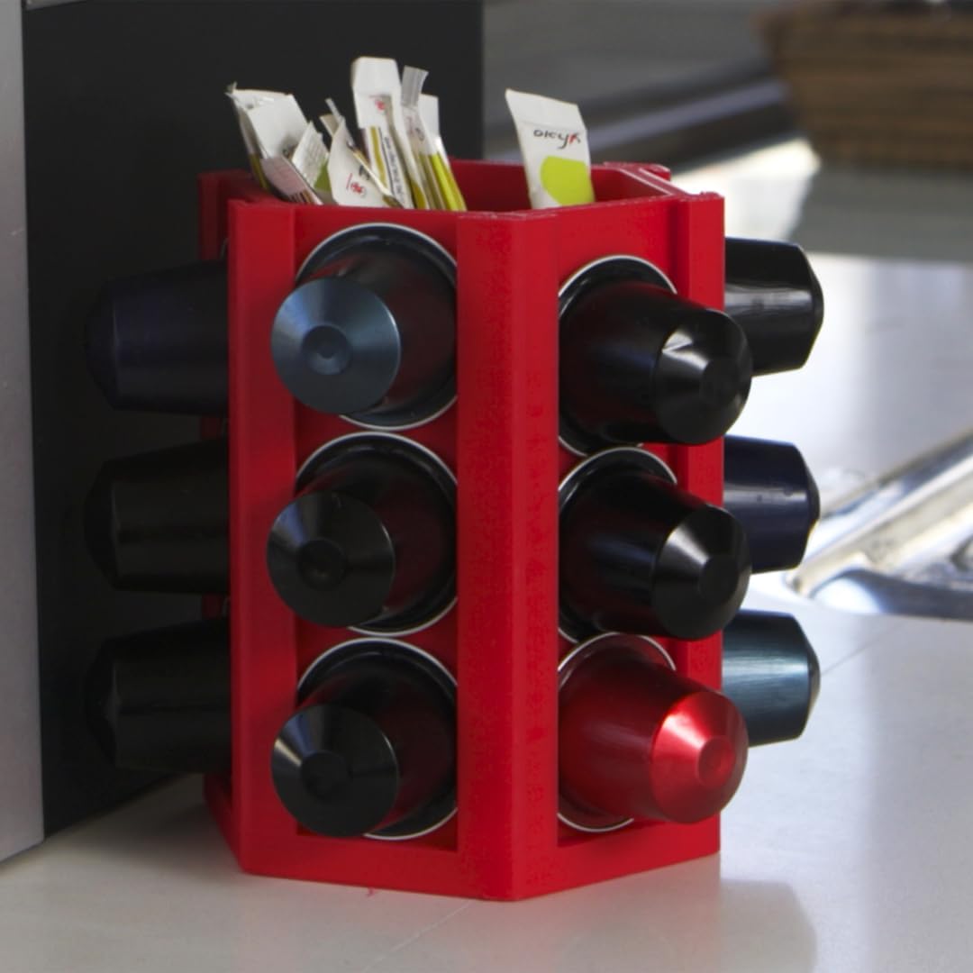 Espresso Coffee Pod Holder & Organizer | Espresso Capsule Kitchen Display Carousel | Holds 18 Pods | Made in USA (Black)