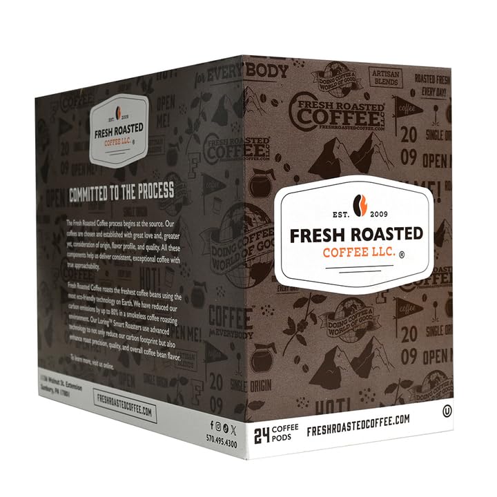 Fresh Roasted Coffee, Mocha Java, Medium Roast, 72 Pods for K Cup Brewers