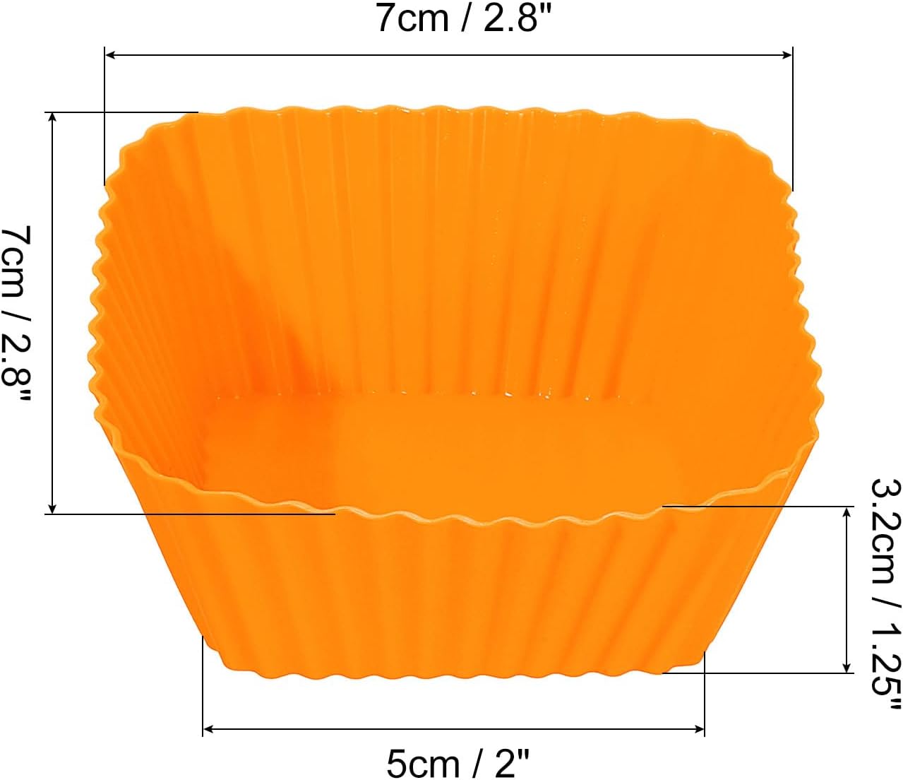 uxcell 18Pcs Silicone Cupcake Baking Cups, Silicone Muffins Liners Non-Stick Square Baking Cups, for Cooking Eggs Baking Muffins and Make a Cake(Orange)