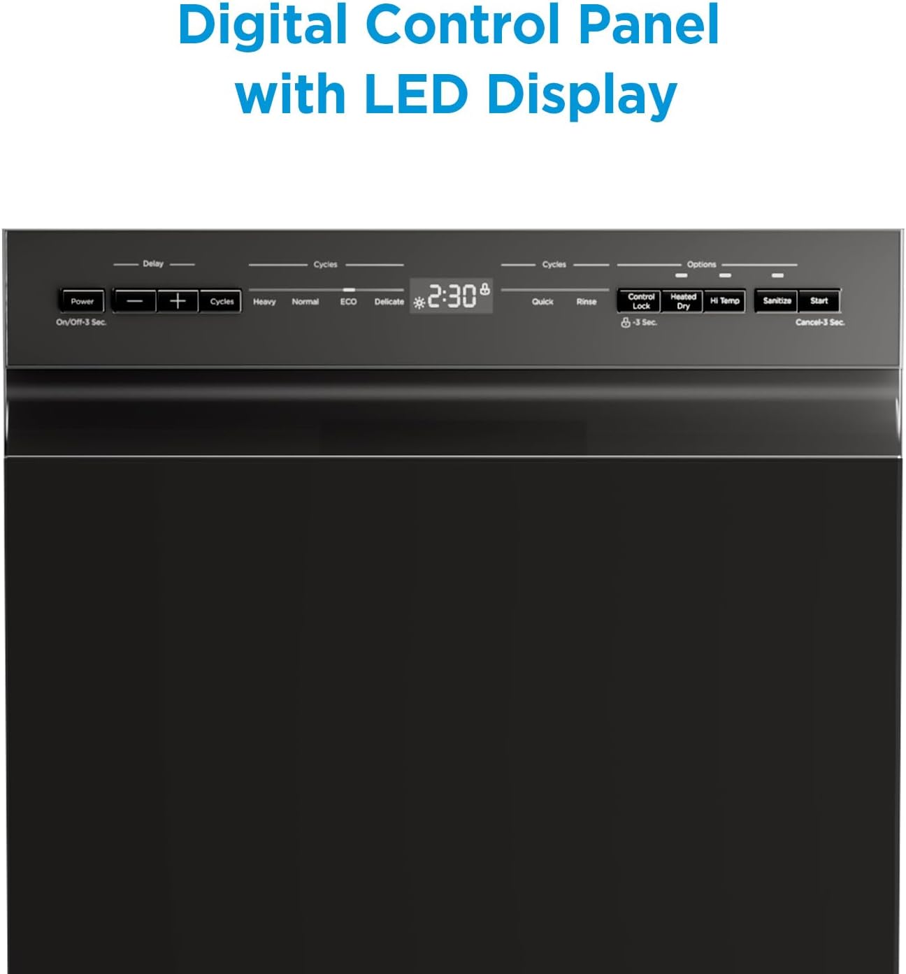 Midea MDF18A1ABB Built-in Dishwasher with 8 Place Settings, 6 Washing Programs, Stainless Steel Tub, Heated Dry, Energy Star, Black