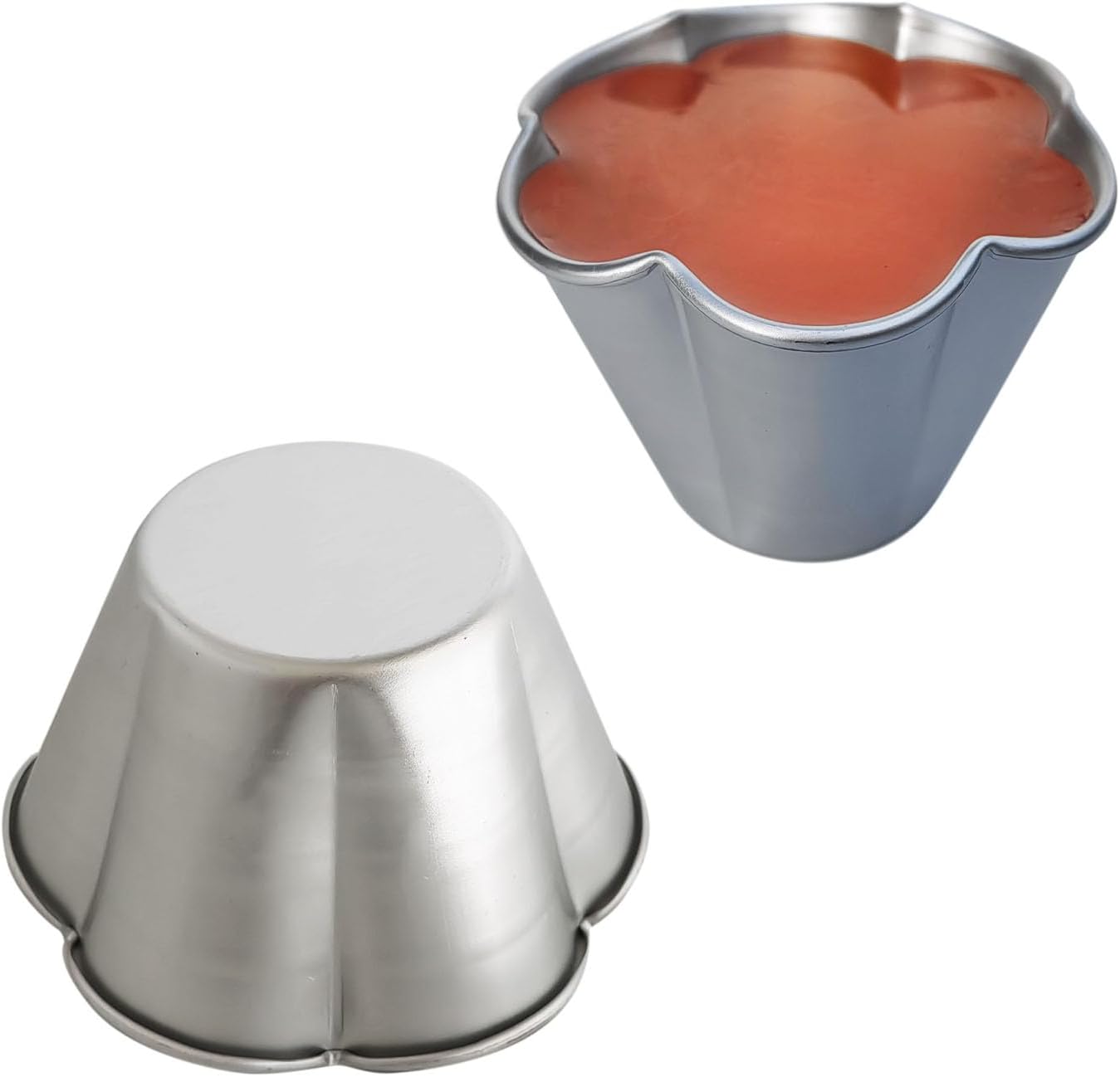 6 Pcs Fluted Pudding Pan, Aluminum Egg Tart Mold Baking Tool, Individual Flan Molds, Reusable Miffin Cups for Tartlets, Quiches, Popover, Jello, Cakes