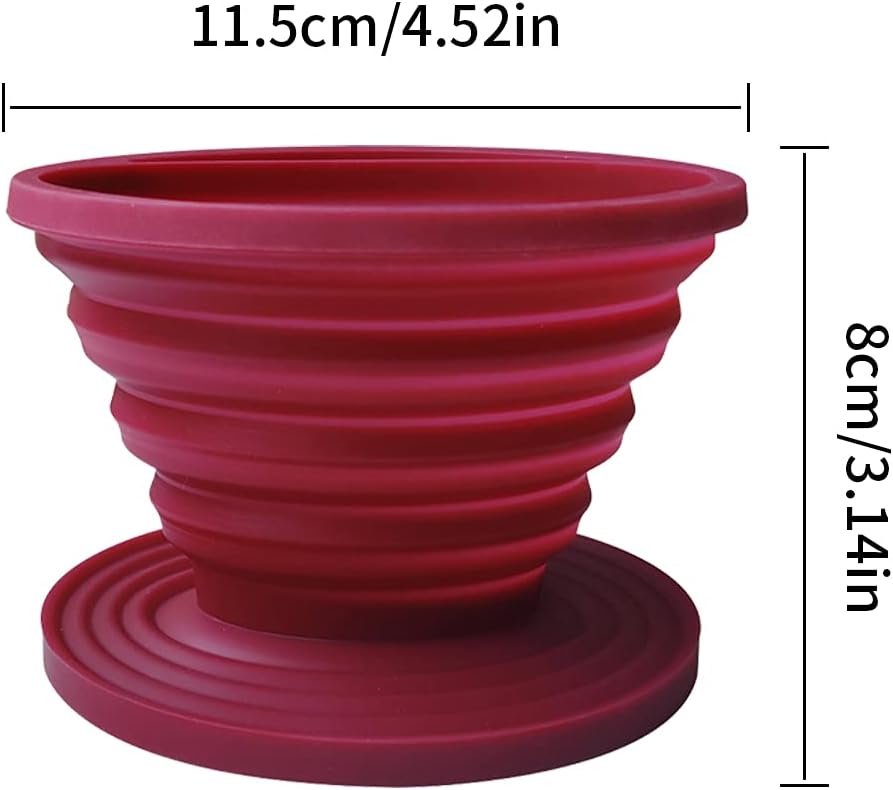 Collapsible Silicone Coffee Dripper, Reusable Coffee Filter Cone for Home, Office, Backpacking, Hiking, Camping and Outdoor Survival