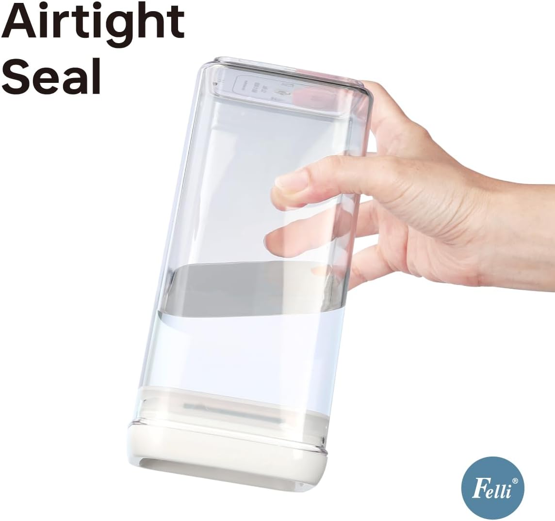 Felli Flip Tite Food Storage Container with Lid Airtight 4" Ring Seal Flip Top, Stackable Acrylic Canister Jar for Pantry Kitchen Counter, Snack Coffee Bean Granola Pet Treats Cracker Holder (1.3 qt)