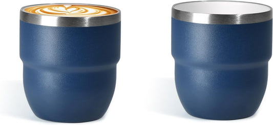 4oz Espresso Cups, Insulated Espresso Cups Set of 2, Expresso Shots Cup, Stainless Steel Shot Glasses for Coffee, Portable Espresso Travel Mug for Camping